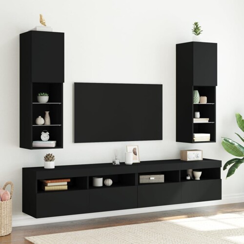 vidaXL TV ormarići s LED svjetlima 2 kom crni 30,5 x 30 x 102 cm