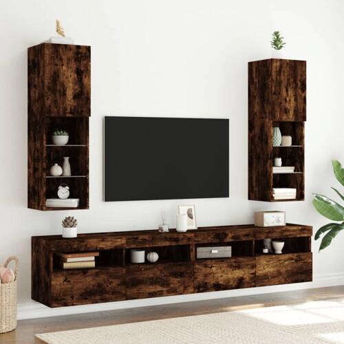vidaXL TV ormarići s LED svjetlima 2 kom boja hrasta 30,5x30x102 cm