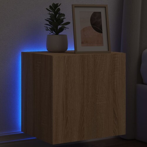 vidaXL Zidni TV ormarić s LED svjetlima boja hrasta 40,5 x 35 x 40 cm
