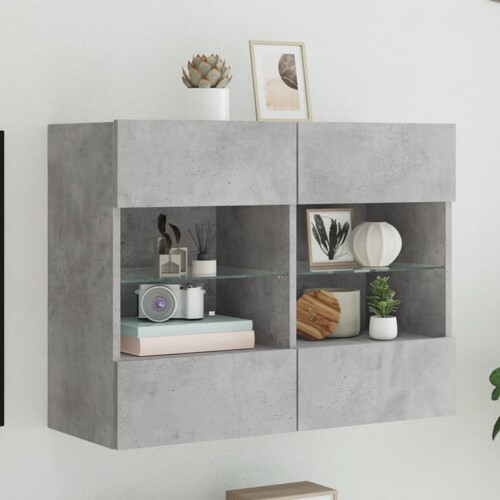 vidaXL TV ormarić s LED svjetlima siva boja betona 78,5x30x60,5 cm