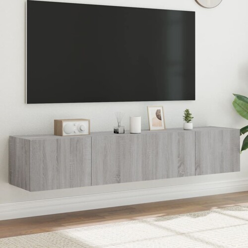 vidaXL Zidni TV ormarići LED 2 kom siva boja hrasta 80x35x31 cm