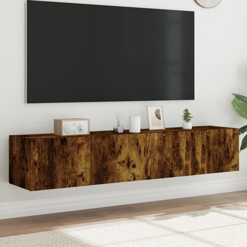 vidaXL Zidni TV ormarići LED 2 kom boja hrasta 80x35x31 cm