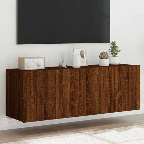 vidaXL Zidni TV ormarići LED 2 kom smeđa boja hrasta 60x35x41 cm