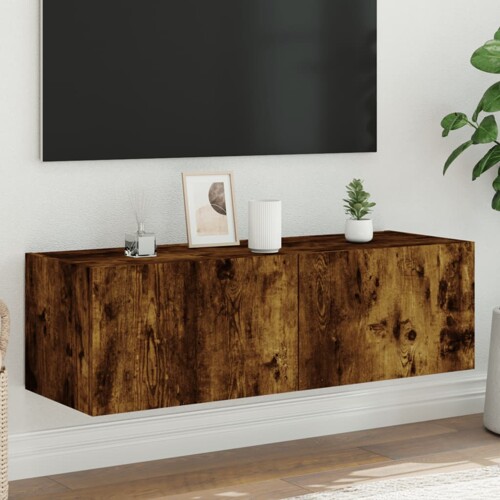 vidaXL Zidni TV ormarić s LED svjetlima boja hrasta 100 x 35 x 31 cm