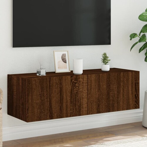 vidaXL Zidni TV ormarić s LED svjetlima boja hrasta 100 x 35 x 31 cm
