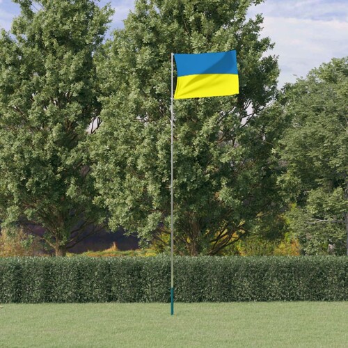 vidaXL Ukrajinska zastava i jarbol 5,55 m aluminijski