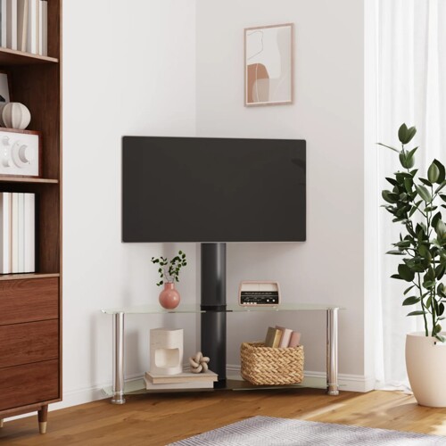 vidaXL Kutni TV stalak s 2 razine za 32 - 70 inča crno-srebrni