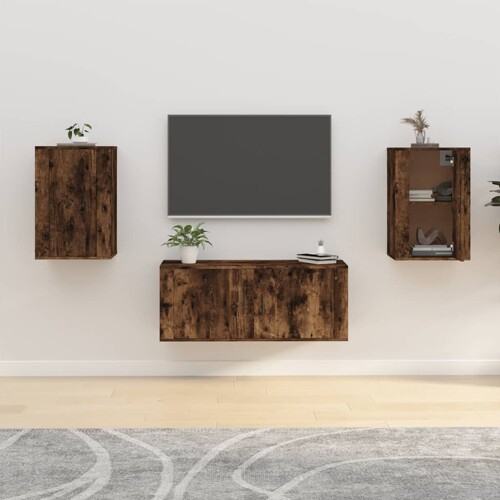 vidaXL Zidni TV ormarići 2 kom boja dimljenog hrasta 40x34,5x60 cm