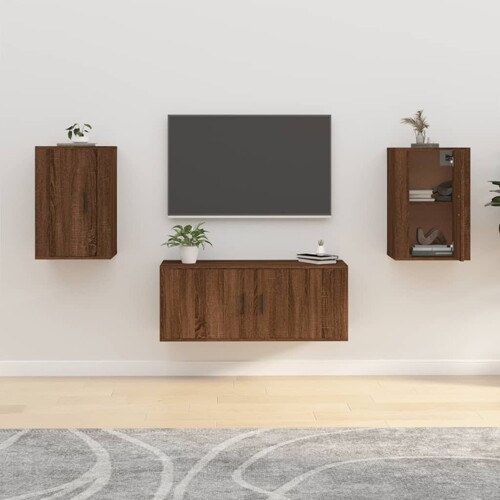 vidaXL Zidni TV ormarići 2 kom boja smeđeg hrasta 40x34,5x60 cm