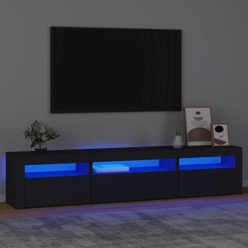 vidaXL TV ormarić s LED svjetlima crni 195x35x40 cm