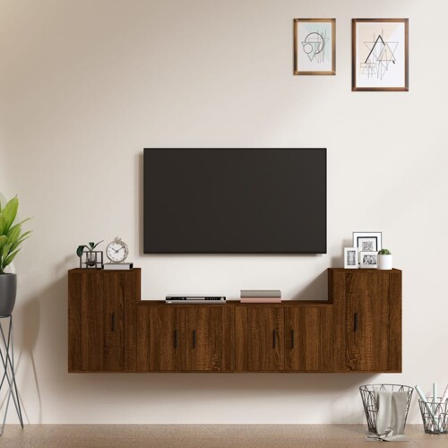 vidaXL 4-dijelni set TV ormarića boja smeđeg hrasta konstruirano drvo
