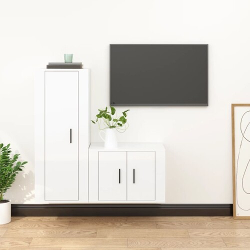 vidaXL 2-dijelni set TV ormarića sjajni bijeli drveni