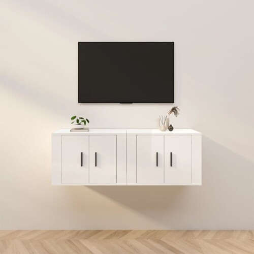 vidaXL Zidni TV ormarići 2 kom visoki sjaj bijeli 57 x 34,5 x 40 cm