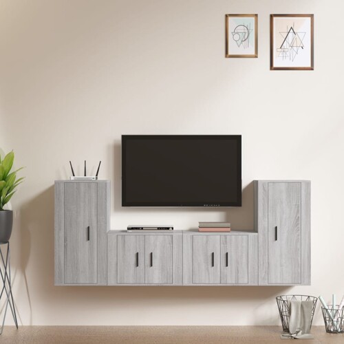 vidaXL 4-dijelni set TV ormarića sivog sonome konstruirano drvo