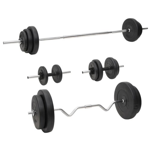 vidaXL Set dvoručnih i jednoručnih utega s pločama 90 kg
