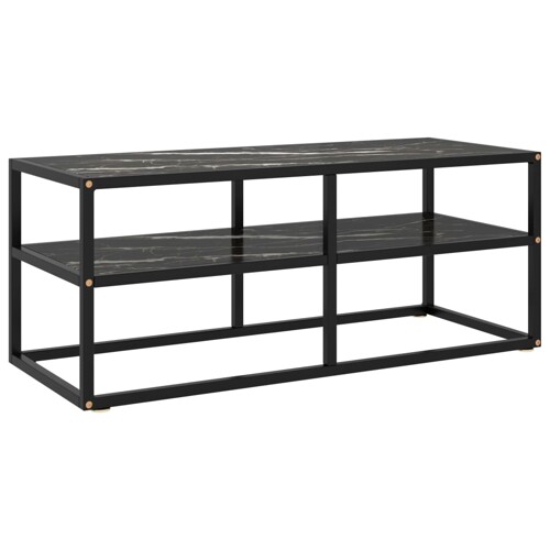 vidaXL TV ormarić crni s crnim mramornim staklom 100 x 40 x 40 cm