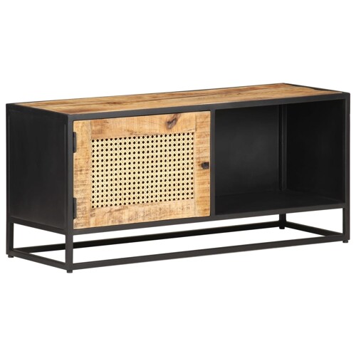 vidaXL TV ormarić 90x30x40 cm od grubog drva manga i prirodne trske
