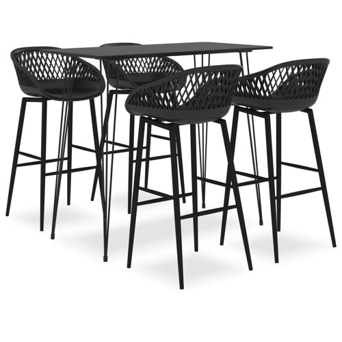 vidaXL 5-dijelni barski set crni