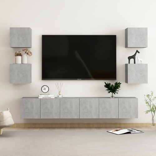 vidaXL 7-dijelni set TV ormarića siva boja betona konstruirano drvo