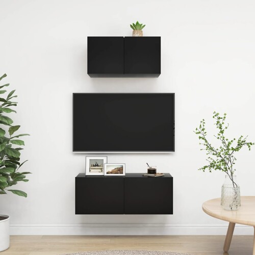 vidaXL 2-dijelni set TV ormarića od konstruiranog drva crni