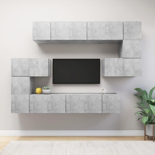 vidaXL 10-dijelni set TV ormarića siva boja betona konstruirano drvo