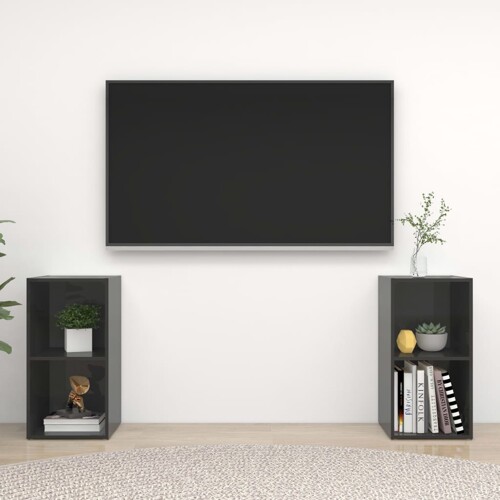 vidaXL TV ormarići 2 kom sjajni sivi 72x35x36,5 cm konstruirano drvo