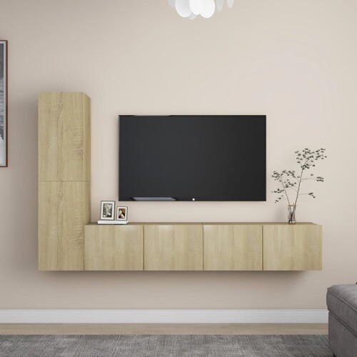 vidaXL 4-dijelni set TV ormarića boja hrasta sonome konstruirano drvo