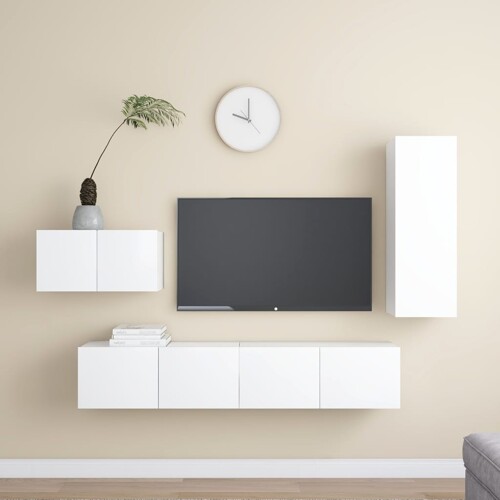 vidaXL 4-dijelni set TV ormarića bijeli od konstruiranog drva