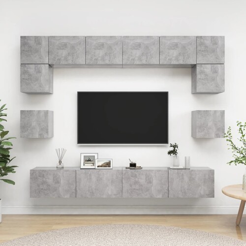 vidaXL 8-dijelni set TV ormarića siva boja betona konstruirano drvo
