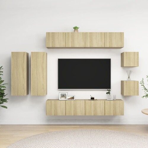 vidaXL 8-dijelni set TV ormarića boja hrasta sonome konstruirano drvo