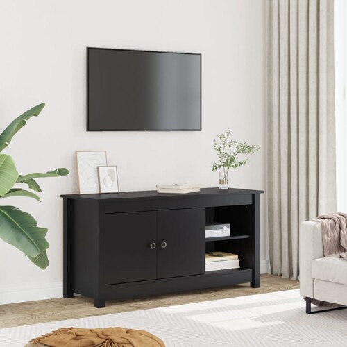 vidaXL TV ormarić crni 103 x 36,5 x 52 cm od masivne borovine