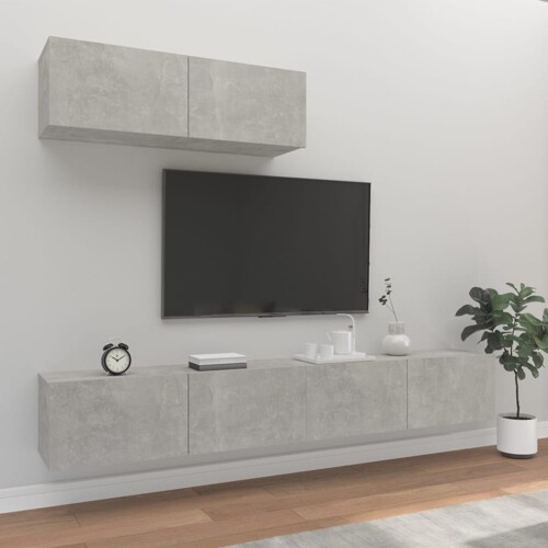 vidaXL 3-dijelni set TV ormarića siva betona konstruirano drvo
