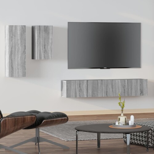 vidaXL 4-dijelni set TV ormarića sivog sonome konstruirano drvo