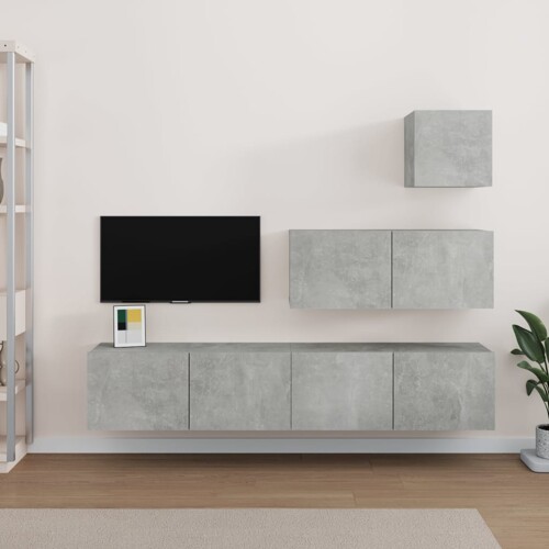vidaXL 4-dijelni set TV ormarića siva boja betona drveni