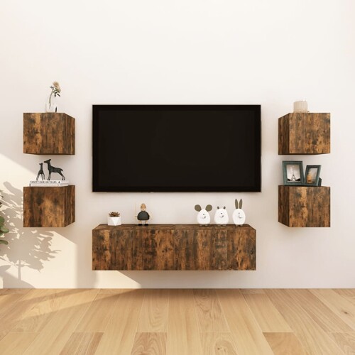 vidaXL Zidni TV ormarići 8 kom boja dimljenog hrasta 30,5x30x30 cm