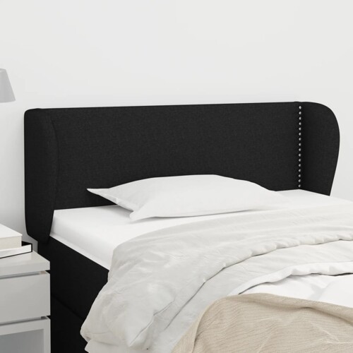 vidaXL Uzglavlje s ušima crno 93x23x78/88 cm od tkanine