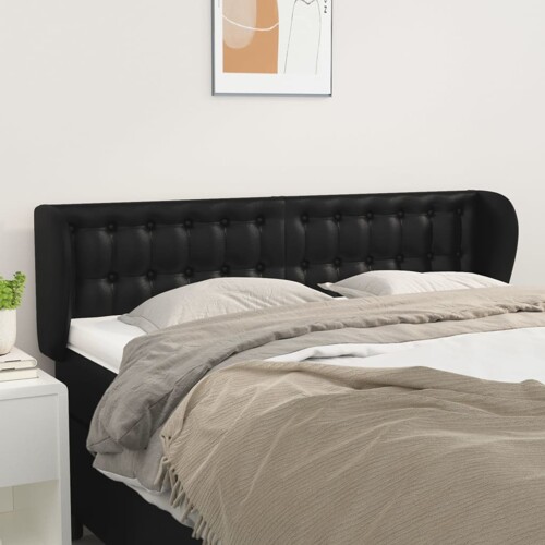 vidaXL Uzglavlje s ušima crno 147x23x78/88 cm od umjetne kože