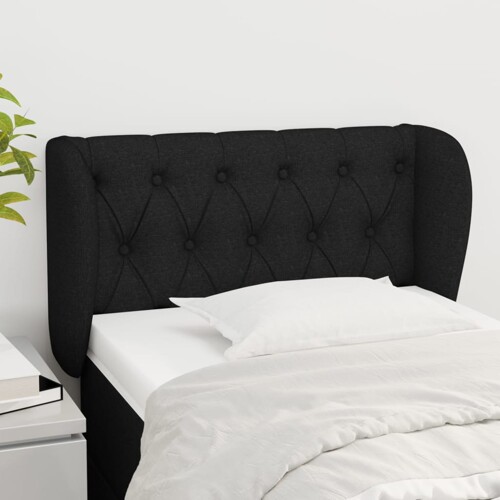 vidaXL Uzglavlje s ušima crno 83x23x78/88 cm od tkanine