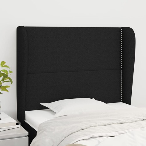 vidaXL Uzglavlje s ušima crno 83 x 23 x 118/128 cm od tkanine