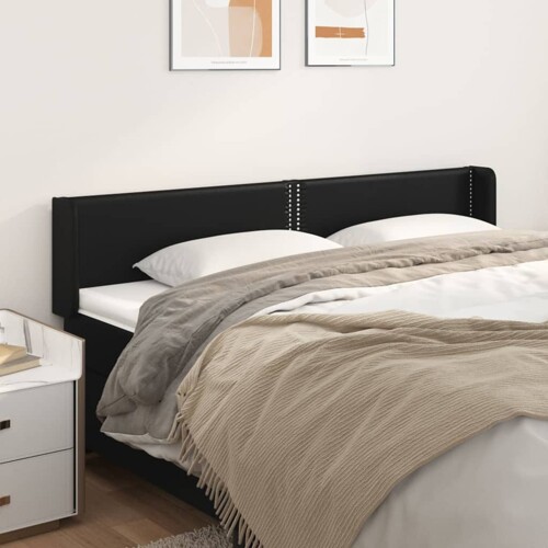 vidaXL Uzglavlje s ušima crno 163x16x78/88 cm od umjetne kože