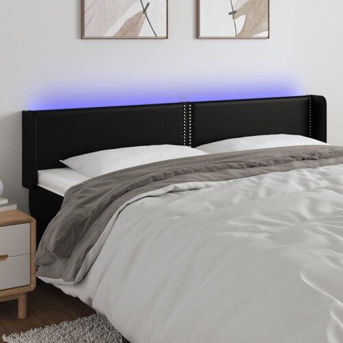 vidaXL LED uzglavlje crno 203x16x78/88 cm od umjetne kože