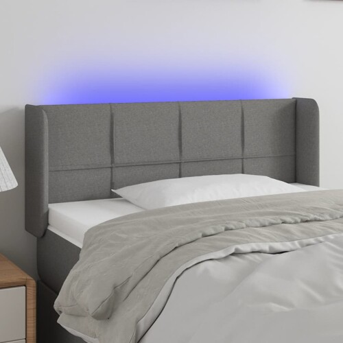 vidaXL LED uzglavlje tamnosiv 93x16x78/88 cm od tkanine
