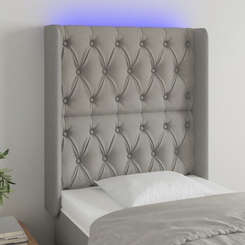 vidaXL LED uzglavlje svjetlosivo 83 x 16 x 118/128 cm od tkanine