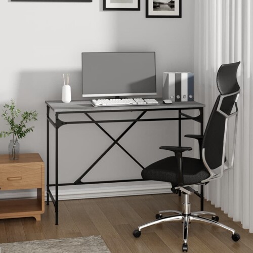 vidaXL Radni stol boja hrasta 100x50x75 cm konstruirano drvo i željezo