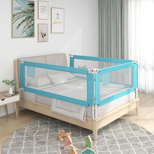 vidaXL Sigurnosna ograda za dječji krevet plava 150 x 25 cm od tkanine