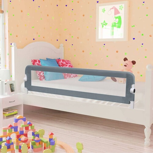 vidaXL Sigurnosna ogradica za dječji krevet siva 120 x 42 cm poliester