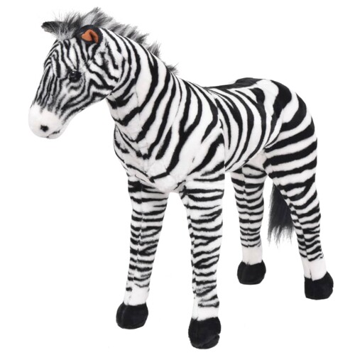 vidaXL Samostojeća plišana zebra crno-bijela XXL