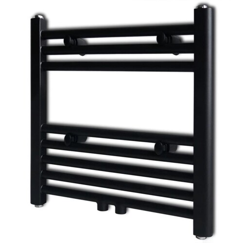 vidaXL Crni kupaonski radijator za centralno grijanje ravni 480 x 480 mm