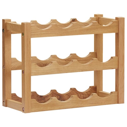 vidaXL Stalak za vino za 12 boca 47 x 21 x 36 cm od masivne hrastovine