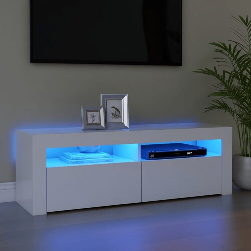 vidaXL TV ormarić s LED svjetlima bijeli 120 x 35 x 40 cm